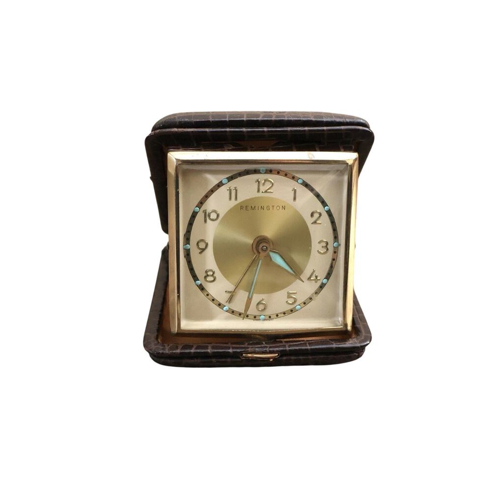 Vintage Remington Travel Alarm Clock Wind Up Germany WORKS RARE